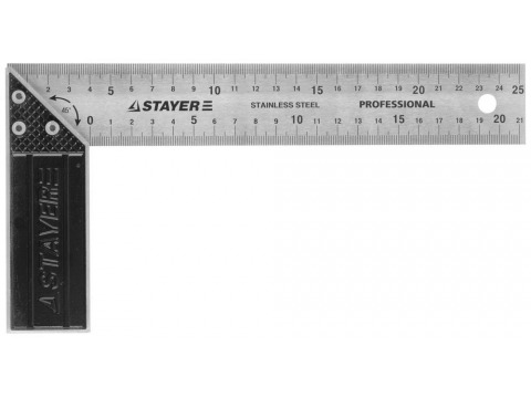 Угольник STAYER “PROFI” столярный, гравированная шкала, нержавеющее полотно 37мм, 250мм 3431-25_z01
